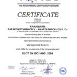 IQNet ISO 14001 certificate